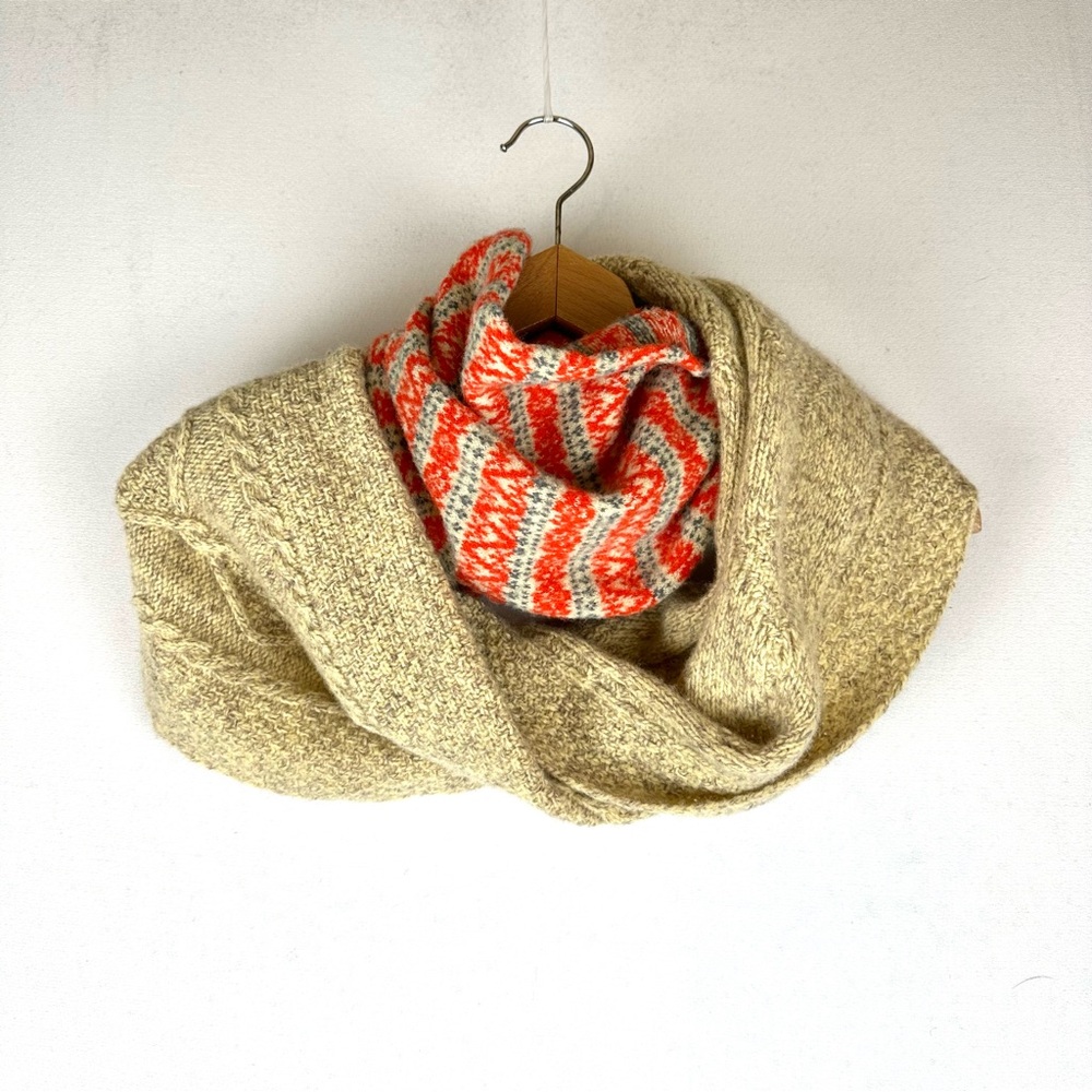 Free People Fair Isle Infinity‎ Scarf  Cable Knit Wool Blend Cozy